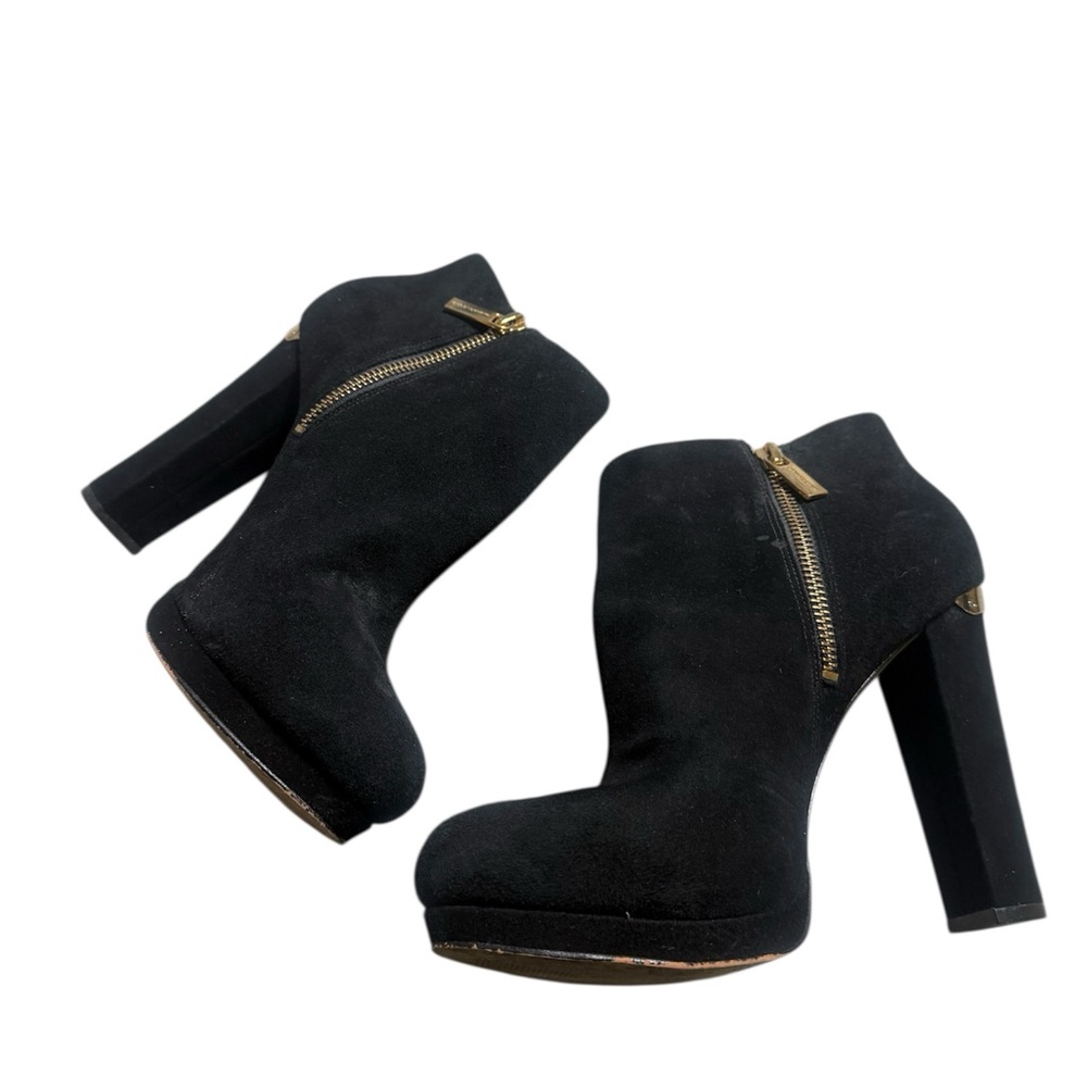 Michael Kors Black Heeled Boots with Gold Zipper